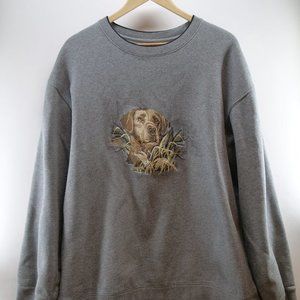 Sweatshirt Labrador Retriever Pullover Sweater‎ Grey LT VTG 90s Croft & Barrow